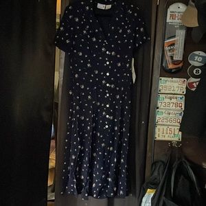Button down vintage rayon dress
